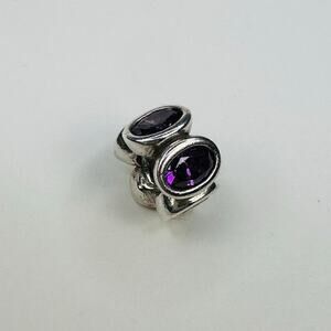 Pandora Sterling Silver Purple Stone Slider Bead Charm 925